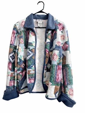 River Ridge Trading Co Tapestry Button Up Jacket Sweater Size M Southwestern